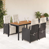 vidaXL 3-delige Bistroset met kussens poly rattan zwart