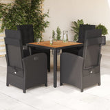 vidaXL 3-delige Bistroset met kussens poly rattan zwart
