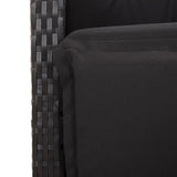 vidaXL 3-delige Bistroset met kussens poly rattan zwart
