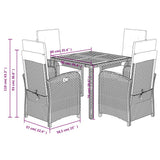 vidaXL 3-delige Bistroset met kussens poly rattan zwart