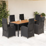 vidaXL 3-delige Bistroset met kussens poly rattan zwart