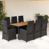 vidaXL 3-delige Bistroset met kussens poly rattan zwart