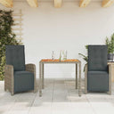 vidaXL 3-delige Bistroset met kussens poly rattan zwart