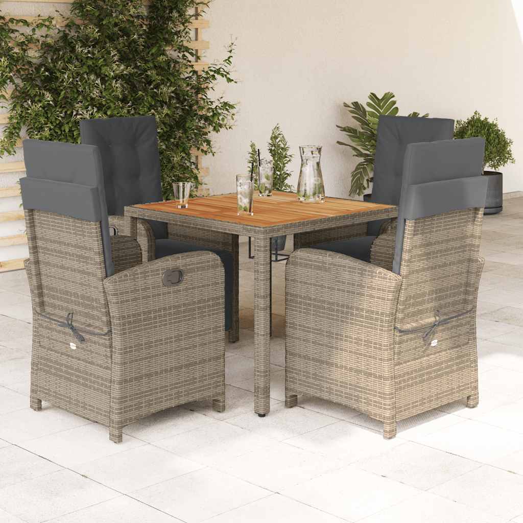 vidaXL 3-delige Bistroset met kussens poly rattan zwart