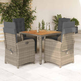 vidaXL 3-delige Bistroset met kussens poly rattan zwart