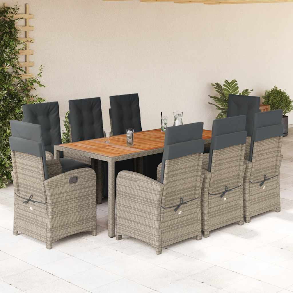 vidaXL 3-delige Bistroset met kussens poly rattan zwart