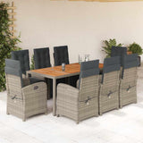 vidaXL 3-delige Bistroset met kussens poly rattan zwart