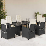 vidaXL 7-delige Tuinset met kussens poly rattan zwart