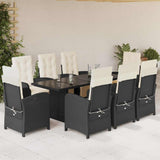 vidaXL 7-delige Tuinset met kussens poly rattan zwart