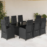 vidaXL 7-delige Tuinset met kussens poly rattan zwart