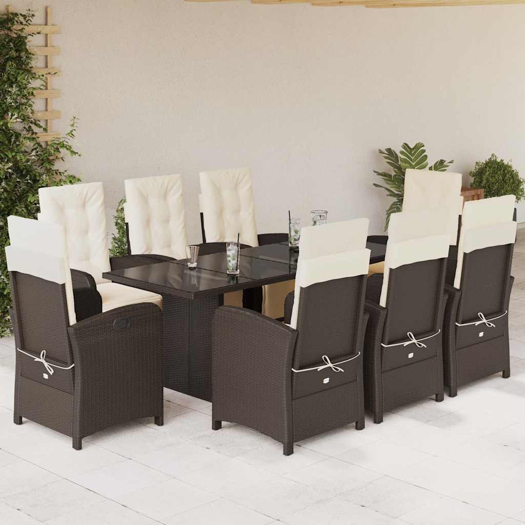 vidaXL 7-delige Tuinset met kussens poly rattan zwart