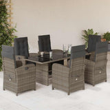 vidaXL 7-delige Tuinset met kussens poly rattan zwart