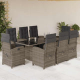 vidaXL 7-delige Tuinset met kussens poly rattan zwart