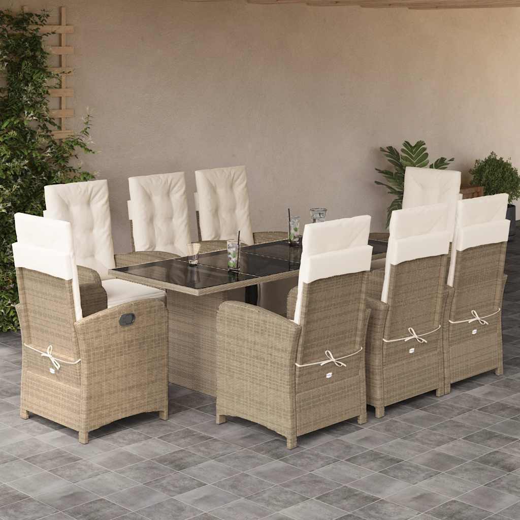vidaXL 7-delige Tuinset met kussens poly rattan zwart