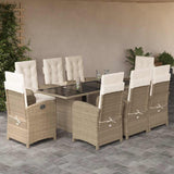 vidaXL 7-delige Tuinset met kussens poly rattan zwart