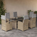 vidaXL 7-delige Tuinset met kussens poly rattan zwart