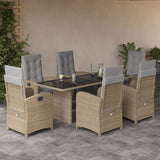 vidaXL 7-delige Tuinset met kussens poly rattan zwart