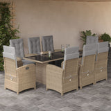 vidaXL 7-delige Tuinset met kussens poly rattan zwart