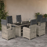 vidaXL 7-delige Tuinset met kussens poly rattan zwart