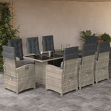 vidaXL 7-delige Tuinset met kussens poly rattan zwart