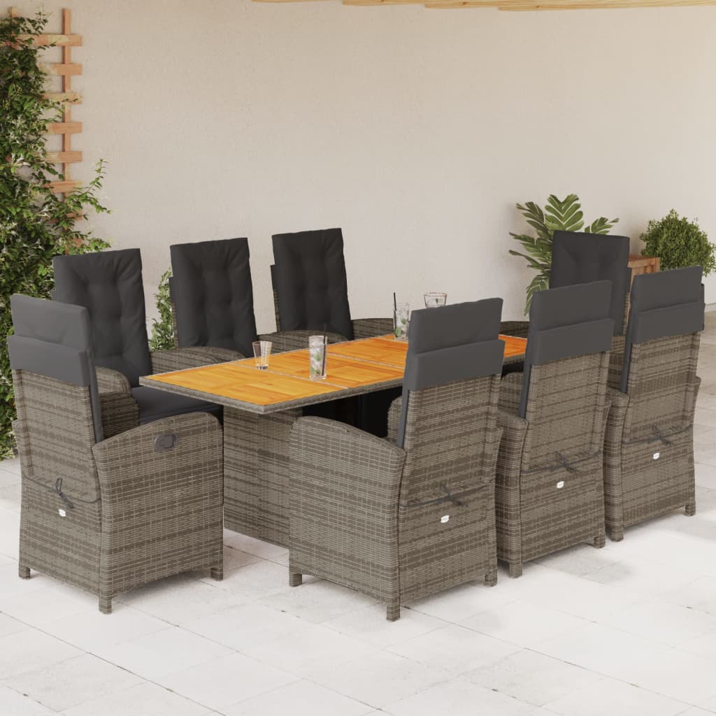 vidaXL 7-delige Tuinset met kussens poly rattan zwart