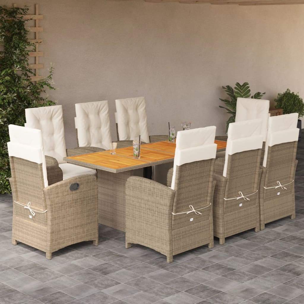 vidaXL 7-delige Tuinset met kussens poly rattan zwart