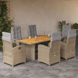 vidaXL 7-delige Tuinset met kussens poly rattan zwart