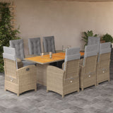 vidaXL 7-delige Tuinset met kussens poly rattan zwart