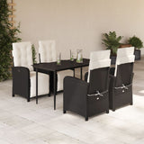vidaXL 3-delige Bistroset met kussens poly rattan zwart