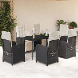 vidaXL 3-delige Bistroset met kussens poly rattan zwart