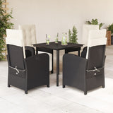 vidaXL 3-delige Bistroset met kussens poly rattan zwart