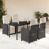 vidaXL 3-delige Bistroset met kussens poly rattan zwart