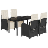 vidaXL 3-delige Bistroset met kussens poly rattan zwart