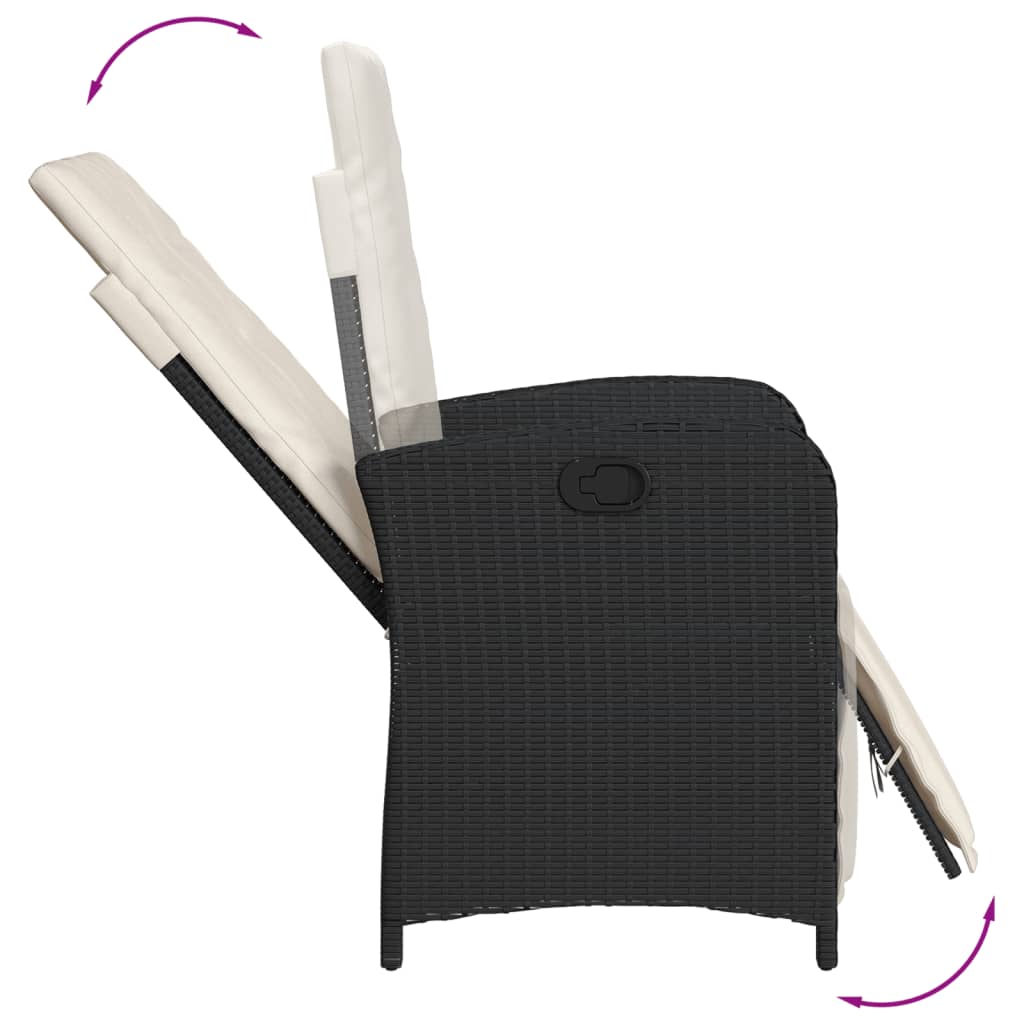 vidaXL 3-delige Bistroset met kussens poly rattan zwart
