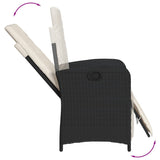vidaXL 3-delige Bistroset met kussens poly rattan zwart