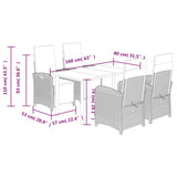 vidaXL 3-delige Bistroset met kussens poly rattan zwart