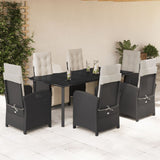 vidaXL 3-delige Bistroset met kussens poly rattan zwart