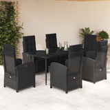 vidaXL 3-delige Bistroset met kussens poly rattan zwart