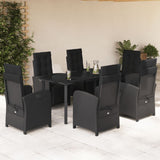 vidaXL 3-delige Bistroset met kussens poly rattan zwart