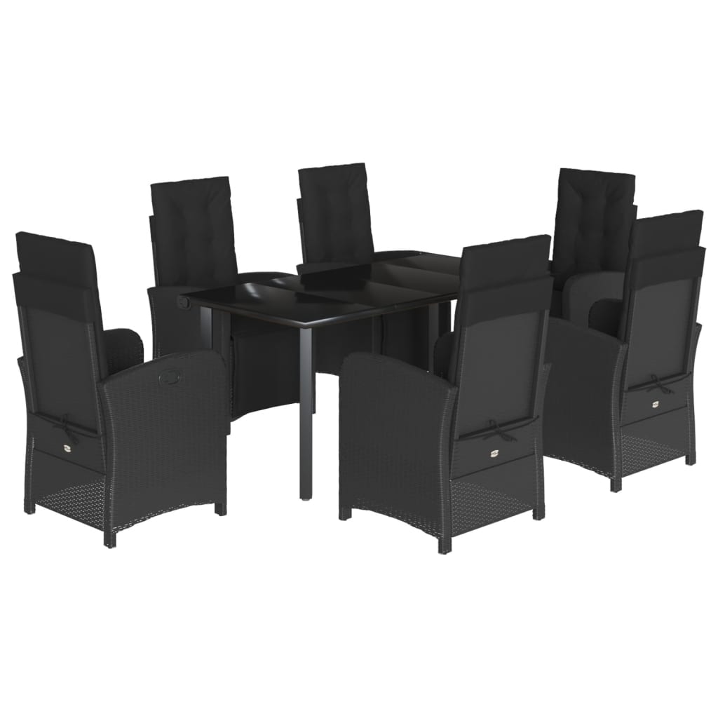 vidaXL 3-delige Bistroset met kussens poly rattan zwart
