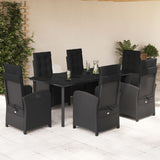 vidaXL 3-delige Bistroset met kussens poly rattan zwart