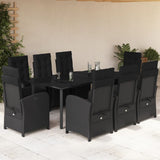 vidaXL 3-delige Bistroset met kussens poly rattan zwart