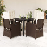 vidaXL 3-Piece Bistro Set with Cushions Poly Rattan Brown