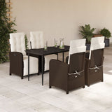 vidaXL 3-Piece Bistro Set with Cushions Poly Rattan Brown