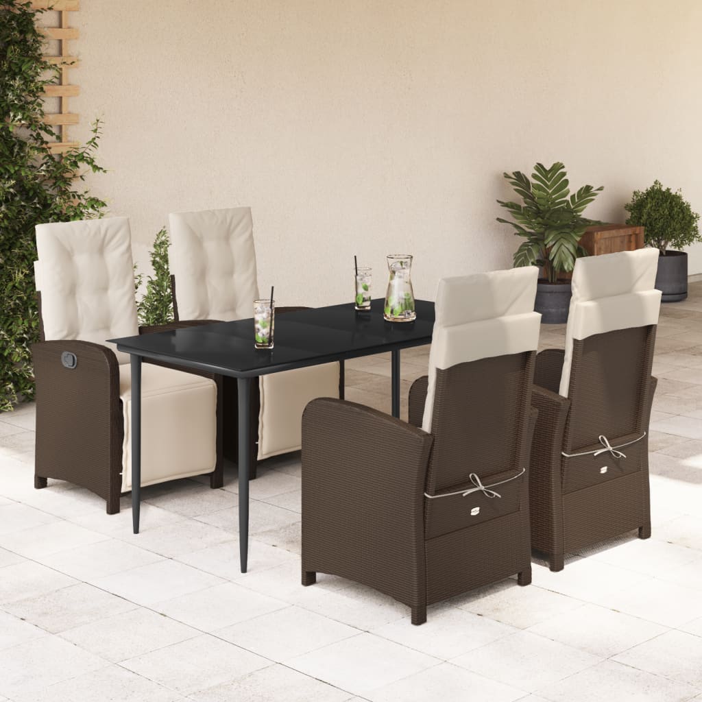 vidaXL 3-Piece Bistro Set with Cushions Poly Rattan Brown