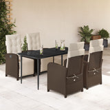 vidaXL 3-Piece Bistro Set with Cushions Poly Rattan Brown