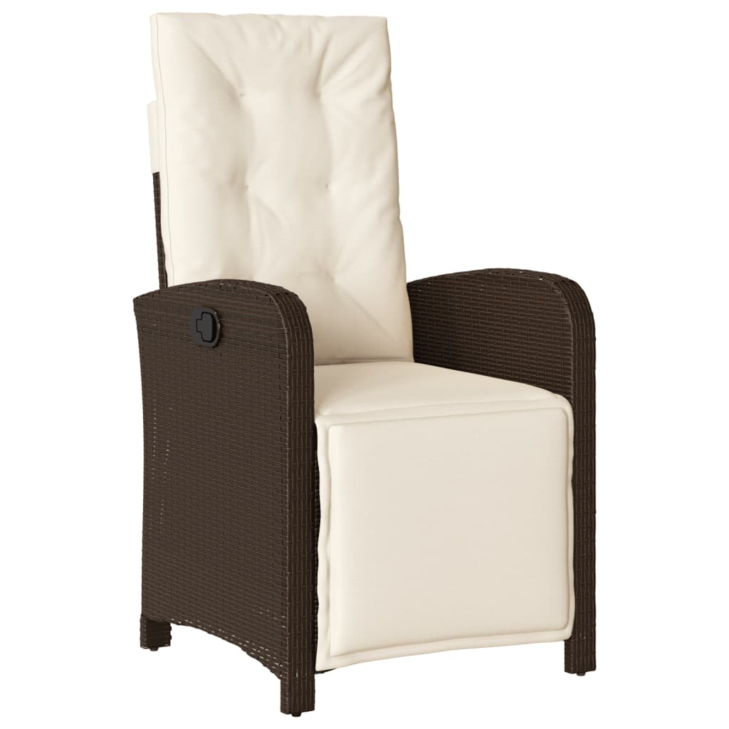 vidaXL 3-Piece Bistro Set with Cushions Poly Rattan Brown
