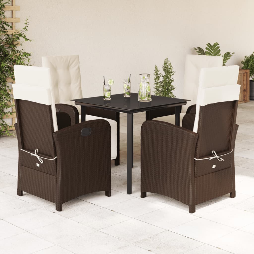 vidaXL 3-Piece Bistro Set with Cushions Poly Rattan Brown