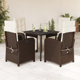 vidaXL 3-Piece Bistro Set with Cushions Poly Rattan Brown
