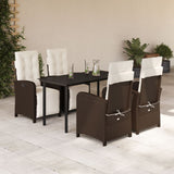vidaXL 3-Piece Bistro Set with Cushions Poly Rattan Brown